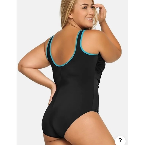 Delimira Sexy One Piece Front Zip Bathing Suit w/ All-over Support Plus Size 24 - Picture 2 of 9